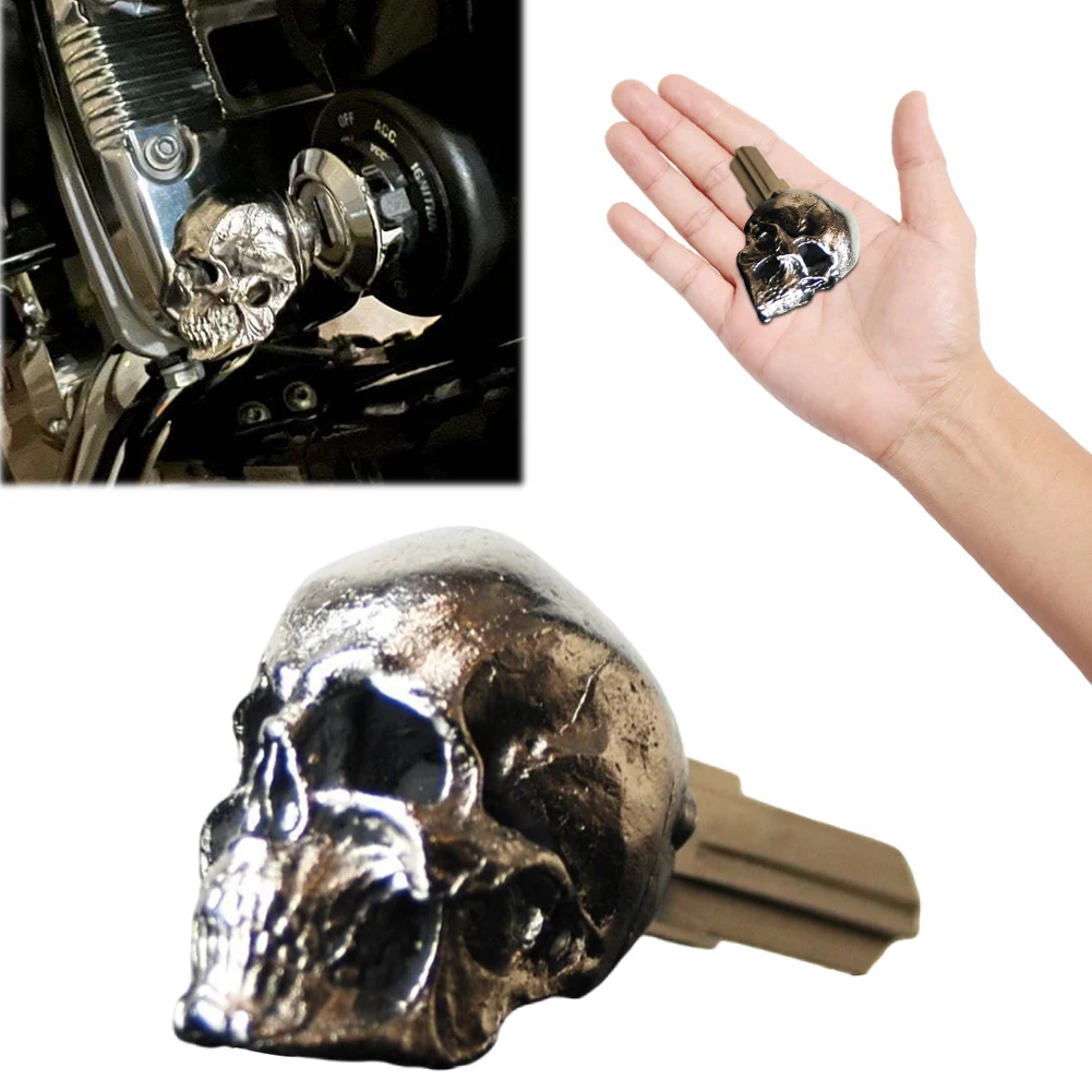 

Металлический чехол для ключей с черепом демона, декоративный аксессуар для ключей, универсальный модифицированный чехол для ключей, металлический колпачок для ключей с черепом демона для мотоцикла