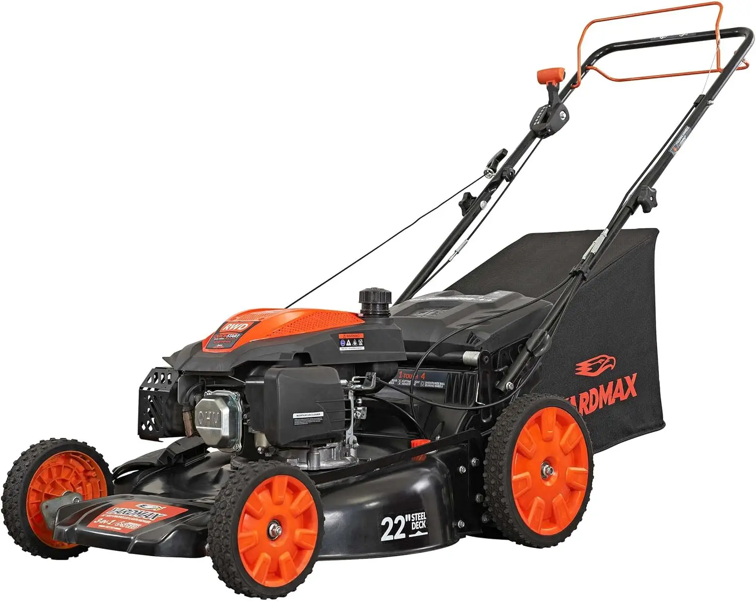 22 in. 201cc Select PACE 6 Speed CVT High Wheel RWD 3-in-1 Gas Walk Behind Self Propelled Lawn Mower, Black image 2