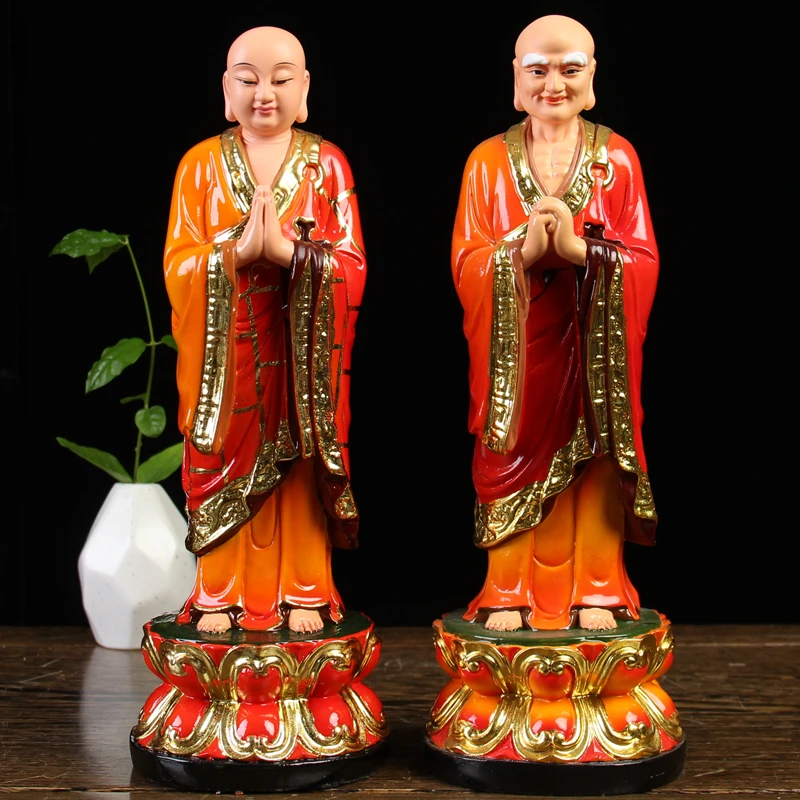 2PCS A set HOME shrine Temple temple Buddhism buddha statue Sakyamuni buddha Left and right Assistant A NAN KAYE Gods