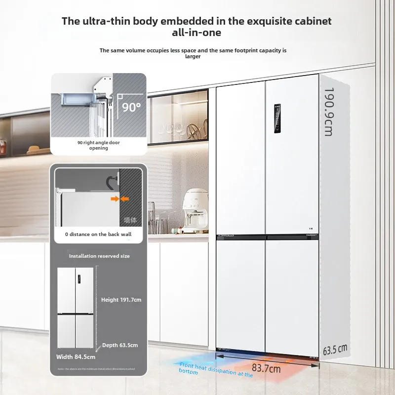 Frigorifero grande MJY 510L Zero incorporato ultrasottile a quattro porte con doppio sistema