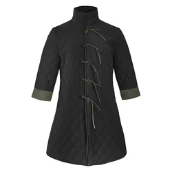 Men MEDIEVALS Thick Padded Gambeson Coat Aketon Full 4/3 sleeves Length Jacket Armor Costumes Dress SCA