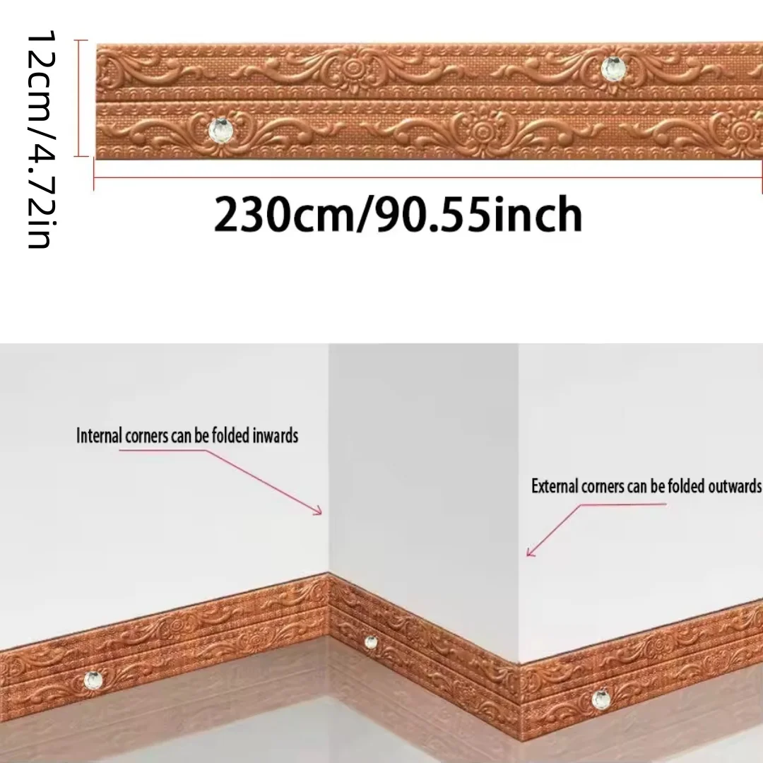 1 Piece of 2.3mX12cm Self-adhesive Wall Sticker, PVC Decorative Wall Sticker, Ceiling Corner Line, Suitable for Home Decoration view 4