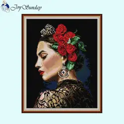 Vintage Beauty Characters Pattern Cross Stitch Set 14CT 11CT 16CT White Counted Canvas Print Embroidery Set DIY Home Decor Gifts