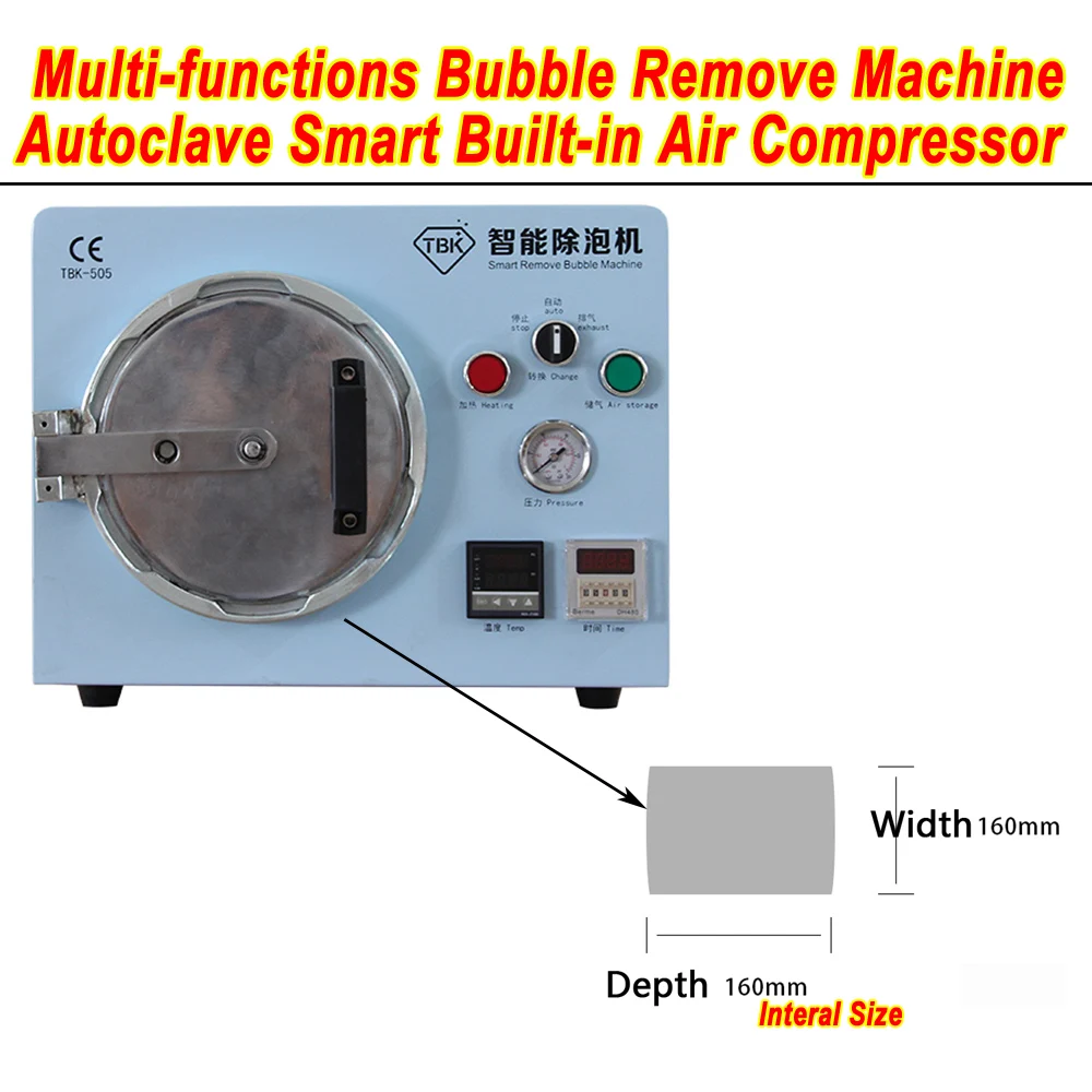 

Multi-functions Bubble Remove Machine Autoclave Smart Built-in Air Compressor No Electric Noise For LCD Screen Refurbish LY-505