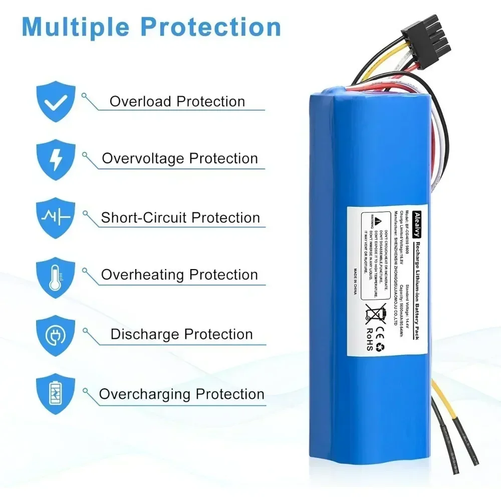 Immagine 6: 100% nuova batteria agli ioni di litio 12800mAh per CECOTEC CONGA 4090 4490 4690 4590 Robot aspirapolvere 14.4V 18650 4S2P batterie