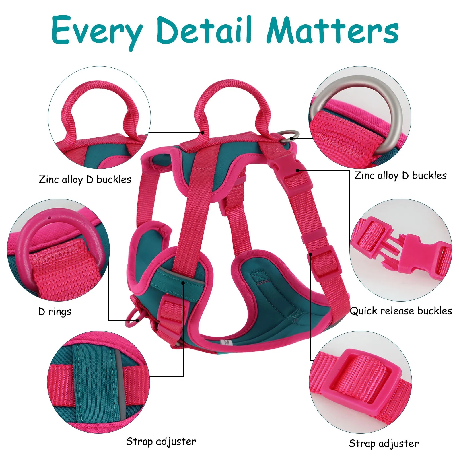 Splicing Colors Breathable For Medium No Pull Dog Harness for large Small dogs Adjustable Chest Strap Outdoor Dog Harness