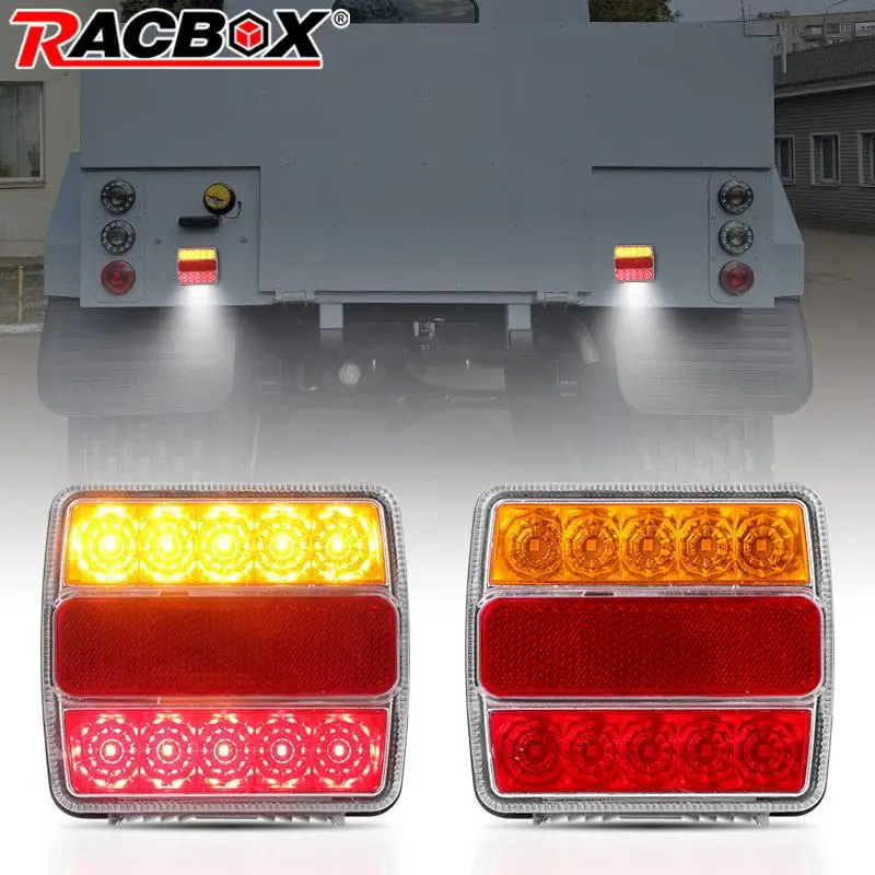 12V Square 4 inch LED Tail Brake Light License Plate Light Driving Turn Signal Lamp Stop Lamp For Car Truck Trailer Bus Lorry RV