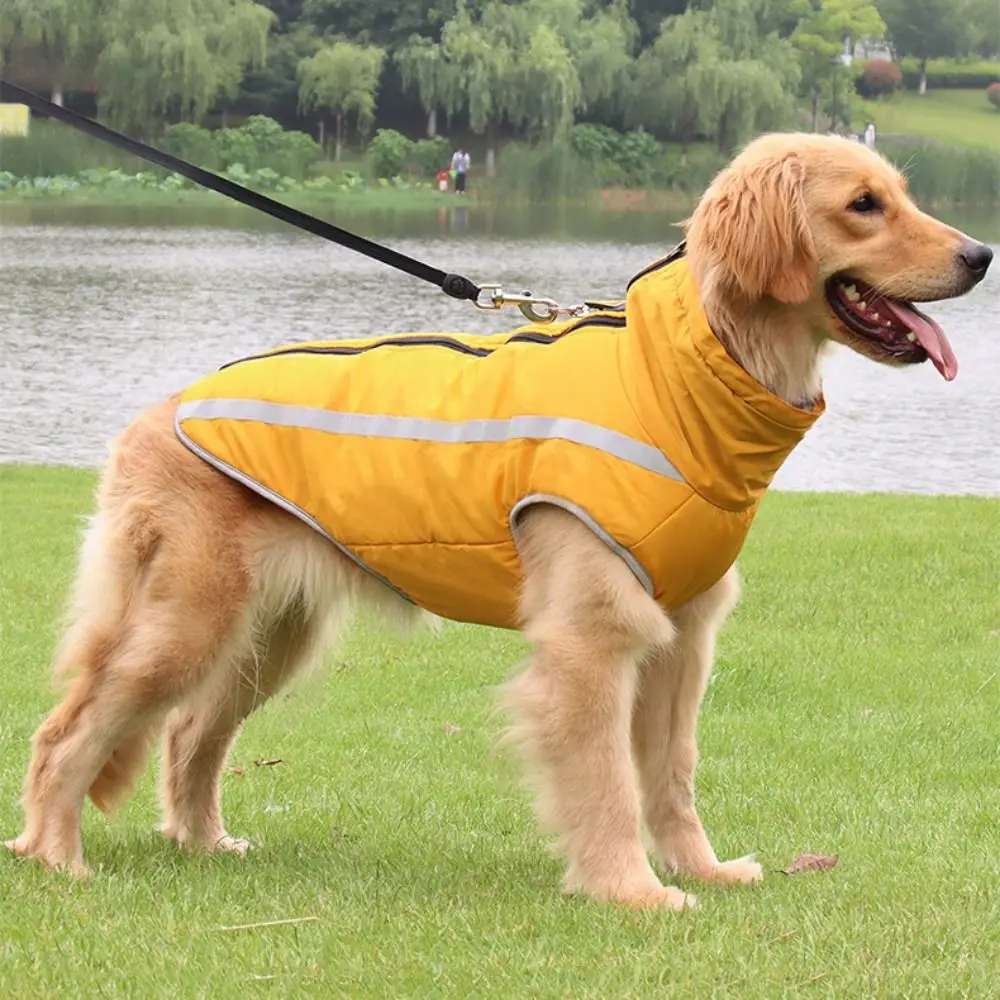 Windbreak Outdoor Dog Charge Coat Reflective Waterproof Dogs Windbreaker Coat Thickened Polyester/Cotton Waterproof Dog Jacket