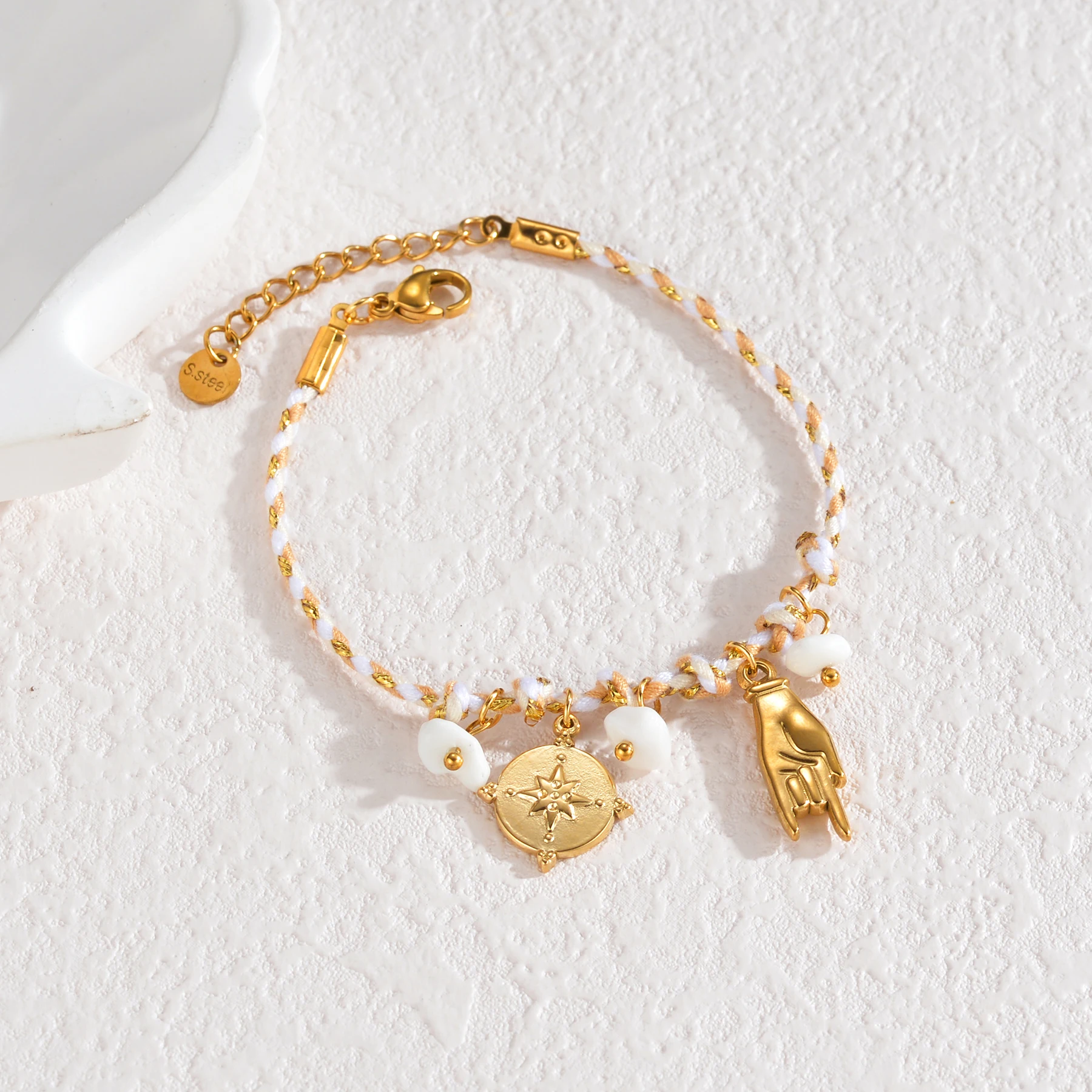 Atoztide أنماط متعددة الكرز القلب قلادة سوار للنساء الفتيات الفولاذ المقاوم للصدأ حبل مضفر سلسلة سوار مجوهرات هدية