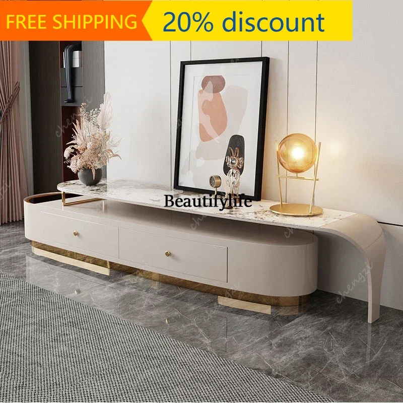 32 Z&c Modern Luxury Durable Marble Top TV Stand and Coffee Table Set with Storage Cabinet for Living Room Furniture