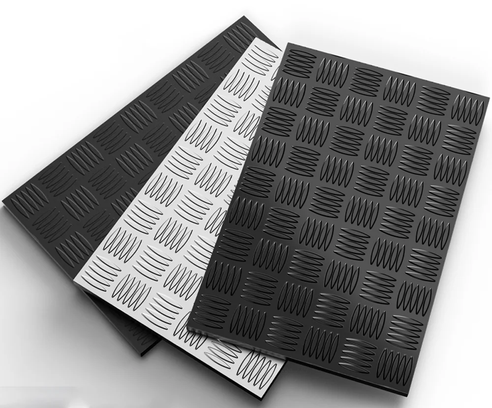 Black Aluminum Alloy Patterned Aluminum Plate, Anti Slip Patterned Plate, Embossed Five Rib Aluminum Plate, 1.5~6mm