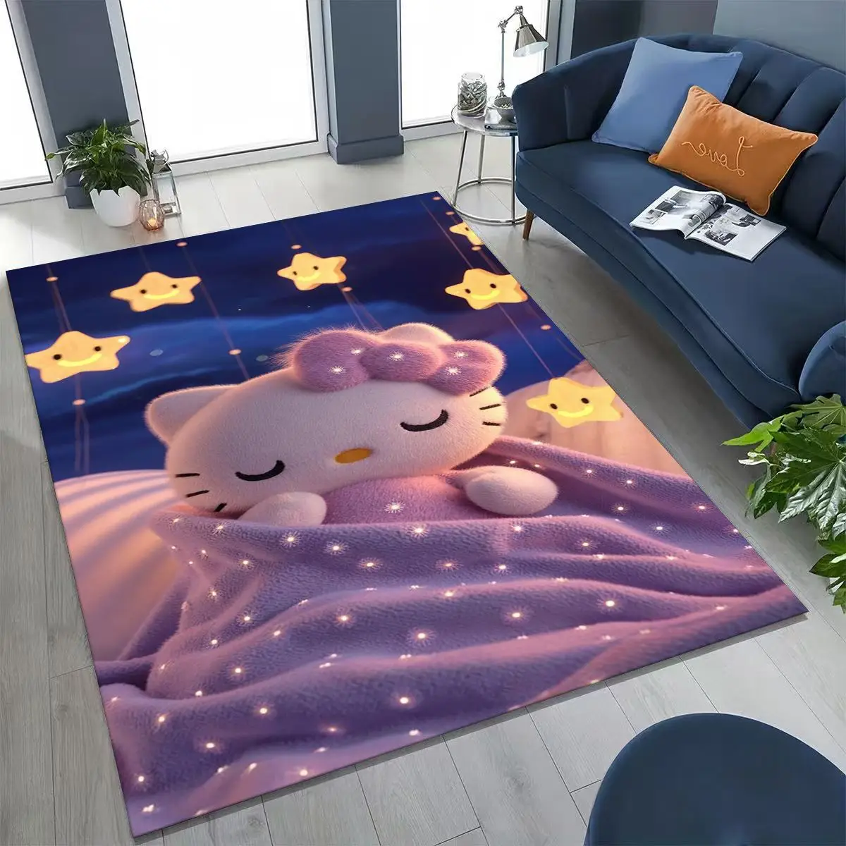 

3D Cute Hello Kitty Sanrio Cartoon Rug for Bedroom Living Room Sofa Home Doormat Decor, Large Kid Play Non-slip Floor Mat Gift