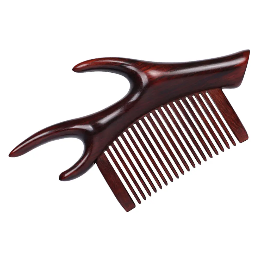 

Antler Shape Wooden Hair Comb Wide Tooth Detangling Scalp Massage Comb Portable Travel Use Combs for Women Combs for Men