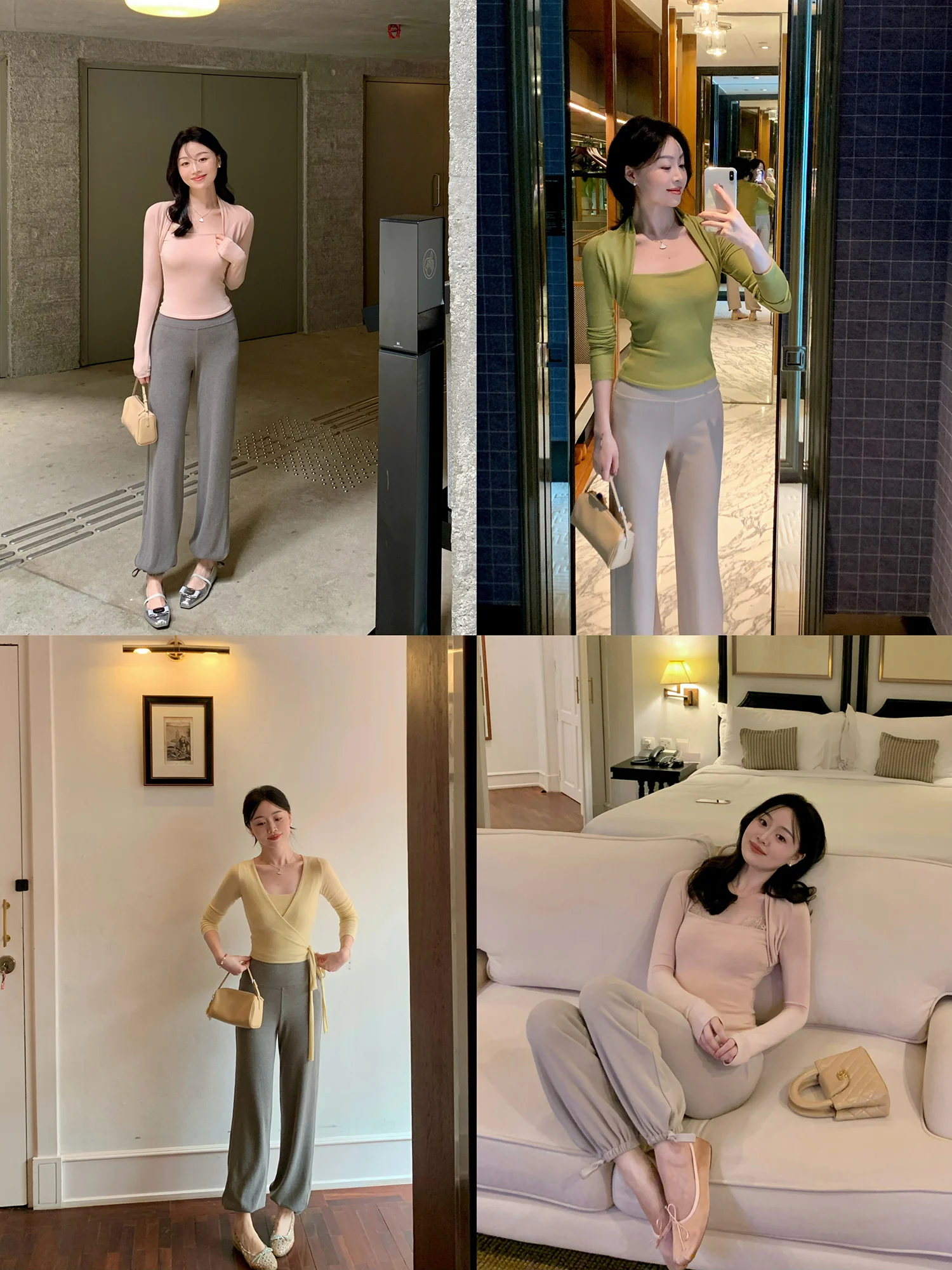 

Elegant High Waist Knitted Pants for Women Casual Commute Versatile Spring Summer Long Trousers by Wang Han Yan