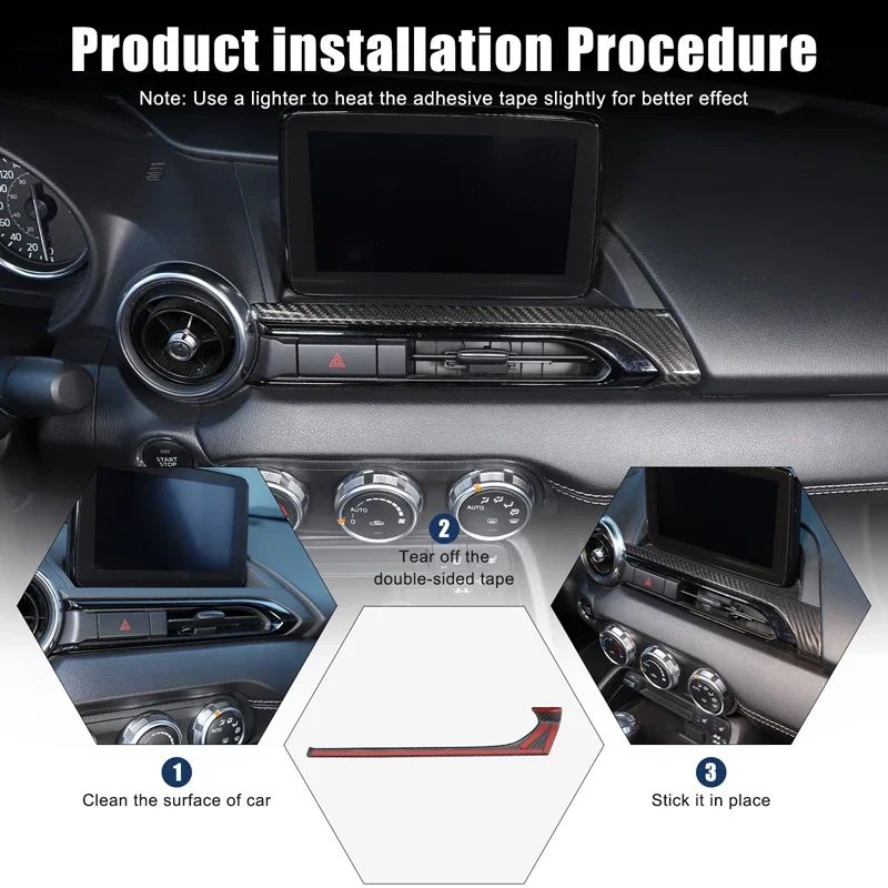 

Real Carbon Fiber For Mazda MX-5 ND MX5 2016-2025 Car Navigation Screen Underpanel Cover Sticker Car Interior Accessories 1Pcs