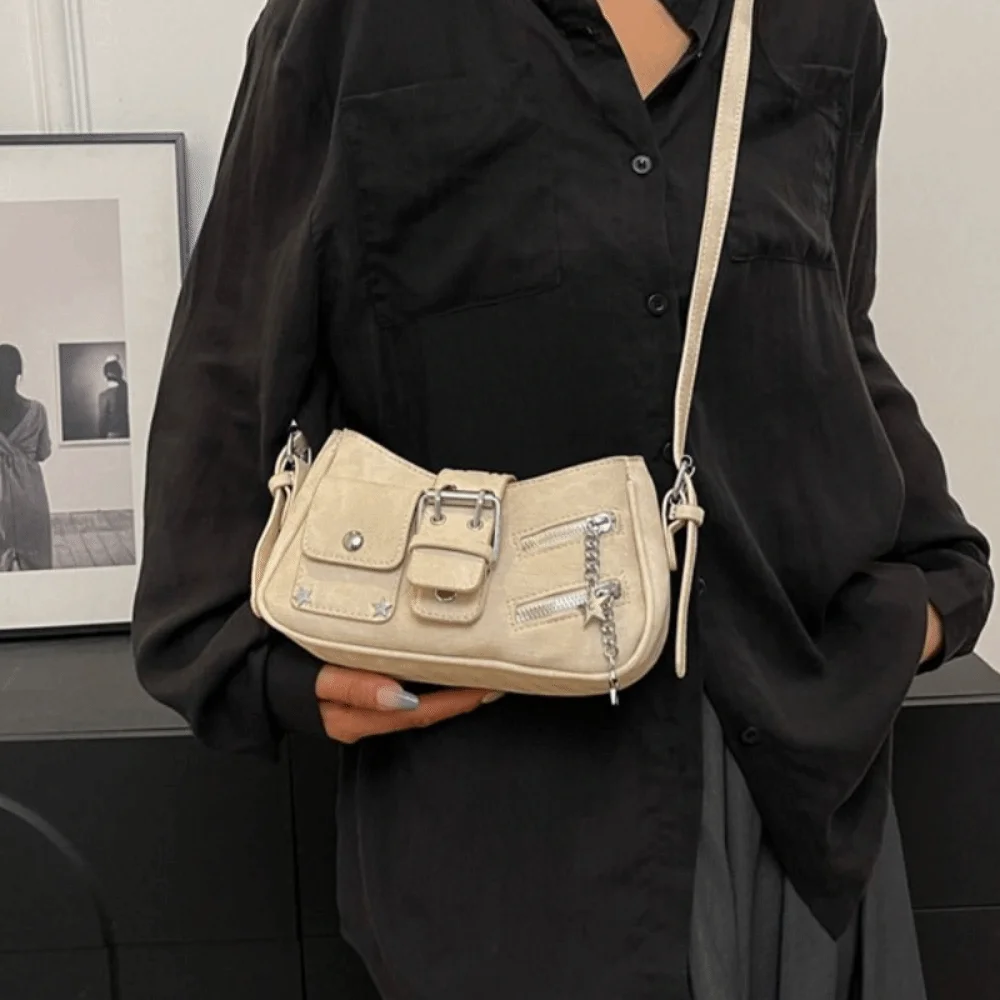 Fashion Handbag Y2K Underarm Bag Rivet Star Spicy Girl Shoulder Bag Armpit Bag Retro Crossbody Bag Girls