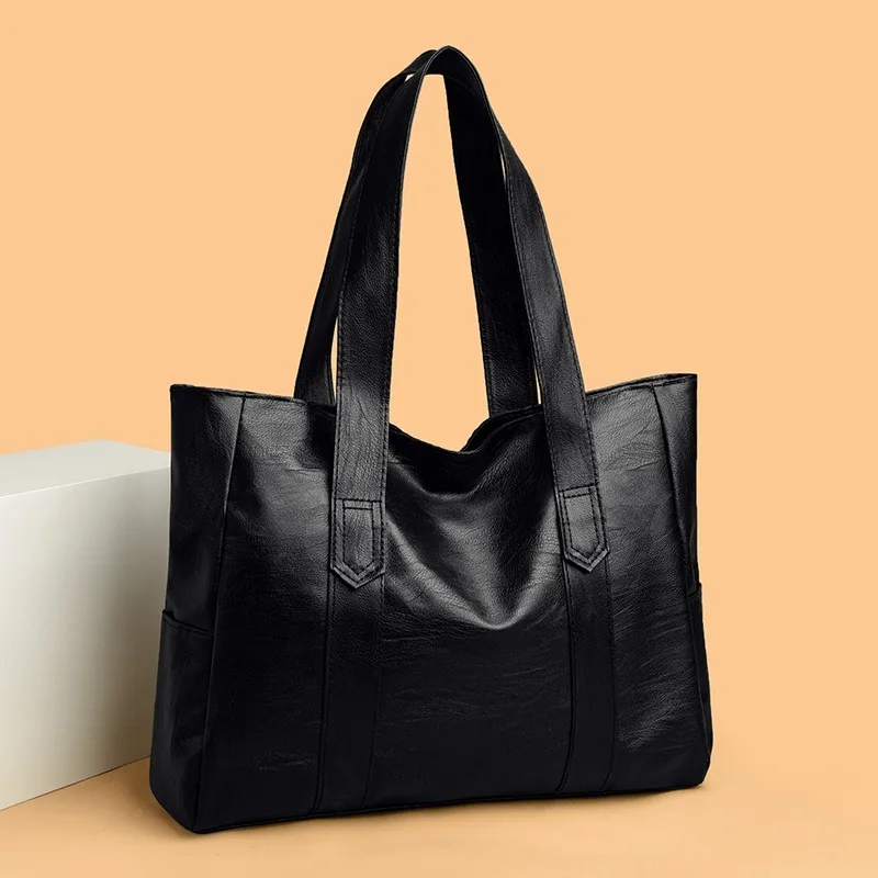 

New Simple High Capacity Women's Bag PU Soft Leather Material Solid Color Women's Shoulder Bag Commuter Tote Bag Сумка Женская