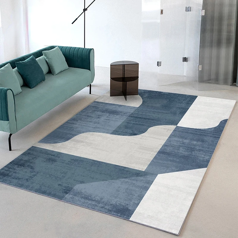 Retro Blue Geometric Living Room Decoration Carpet Cloakroom Leisure Carpets Bedroom Large Area Rug Studio Study Anti-dirty Rugs