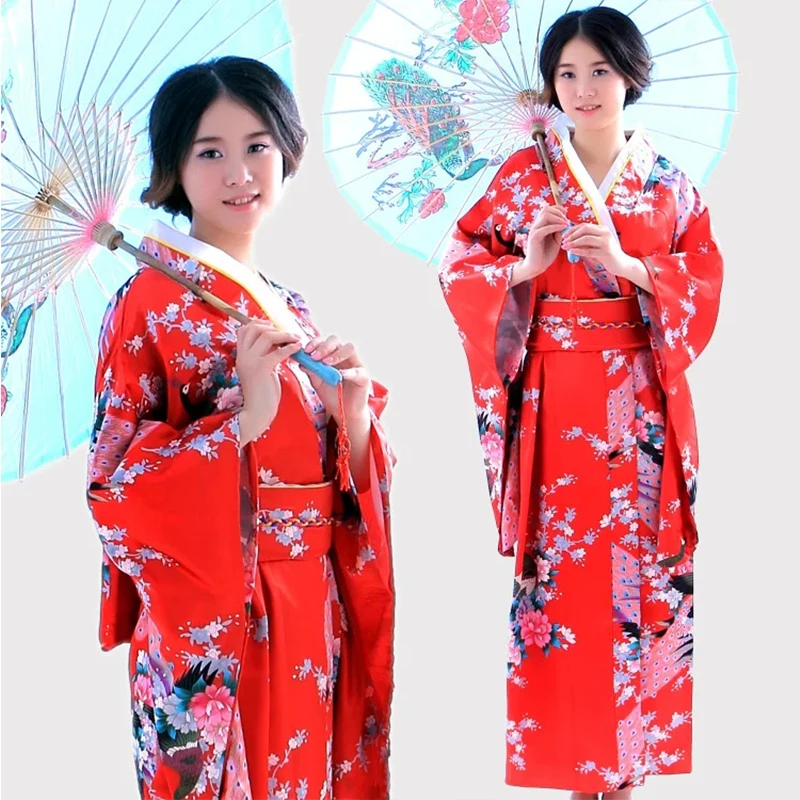 New Classic Traditional Japanese Kimono Women Yukata With Obi Stage Performance Dance National Costumes One Size 16