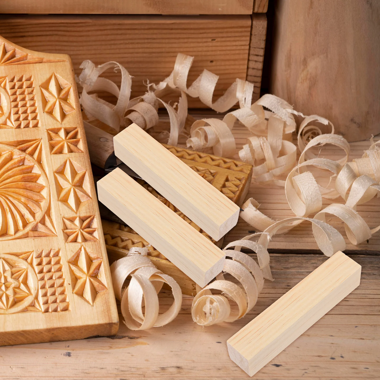 

10pcs Long Stick Heavy Duty Dowel Square Block Wooden Craft Lumber DIY Carving Material Versatile Use Wood Strips