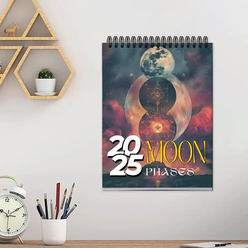 Imagem -04 - Calendário de Parede para Planning Planner Mensal Moon Phase Calendar Organizador Diário 12 Meses Fases da Lua 2025 2025