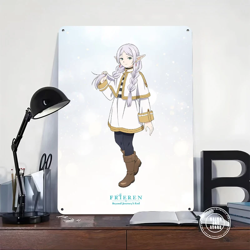 Frieren: Elven Mage's Gentle Gaze Metal Poster Customized Wall Art Retro Vintage Tinplate Signs for Interior Accessories Decor