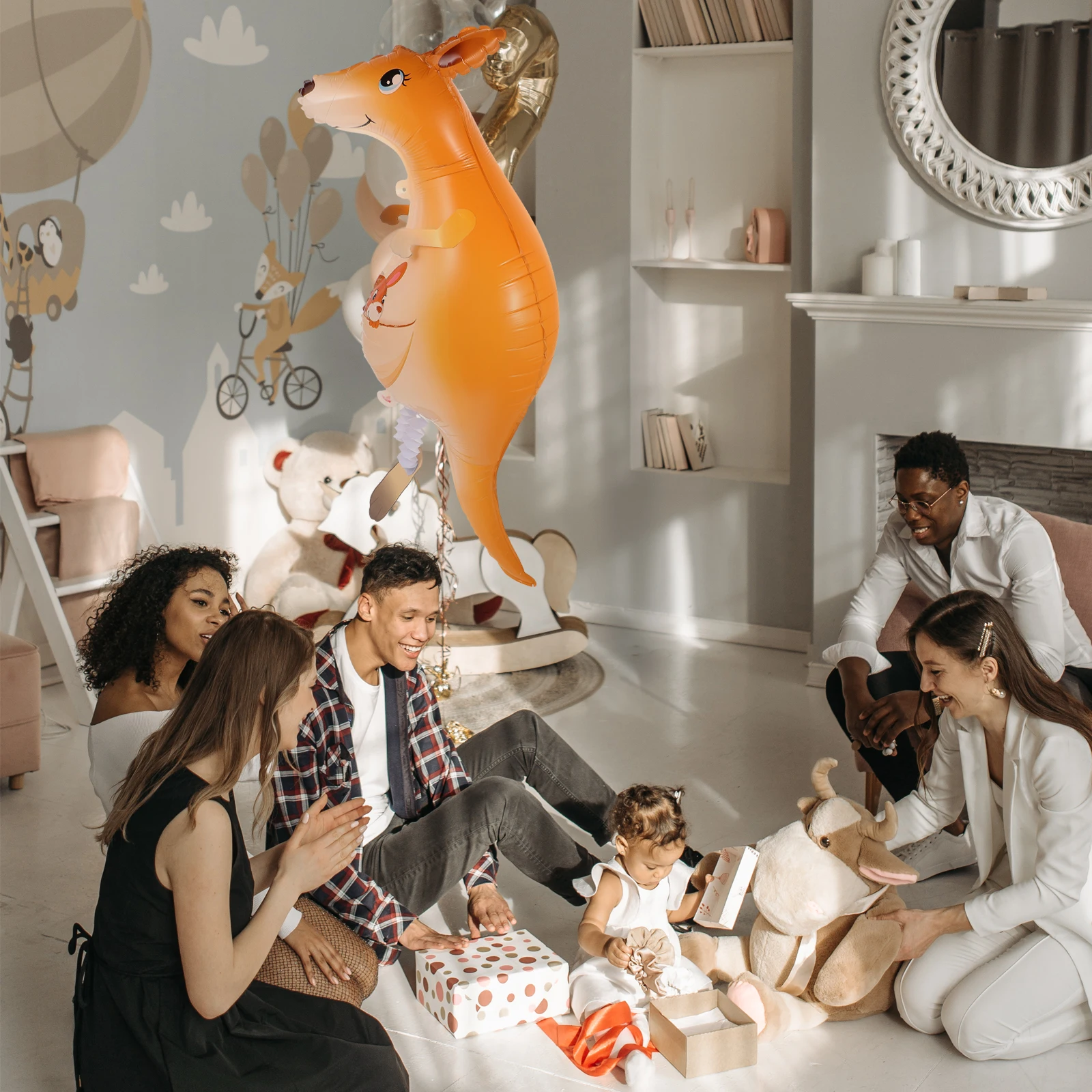 

2pcs Animal Balloons Foil Walking Kangaroo Balloons For Kids Birthday Party Decoration Inflatable Cartoon Characters Balloon