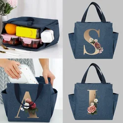 Insulated Lunch Cooler Bag Portable Dinner Bags Multifunction Large Capacity School Picnic Gold Letter Series Thermal Food Packs