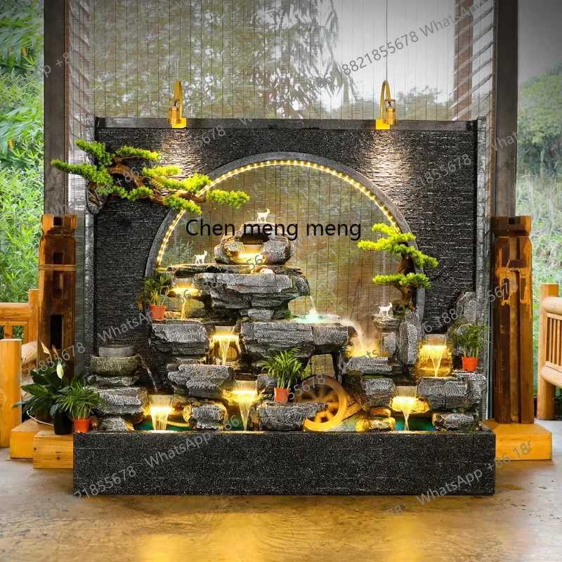 rockery flowing water wall fountain water curtain wall fish tank courtyard water curtain screen  wheel landscaping ornament