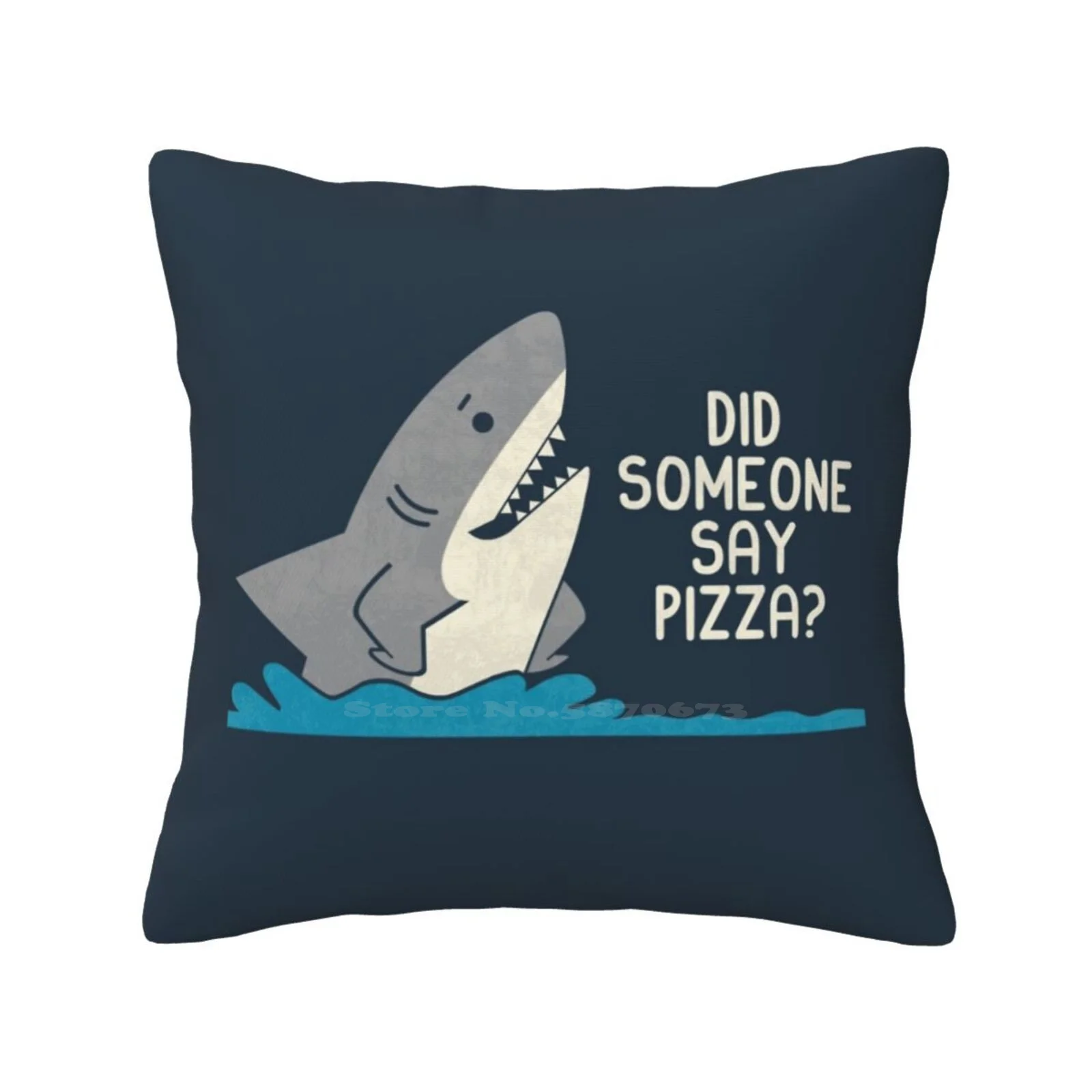 Hungry Shark Fashion Sofa Throw Pillow Cover Pillowcase Pizza Shark Kids Ocean Food Sea Cute Silly Comics Great White Teo