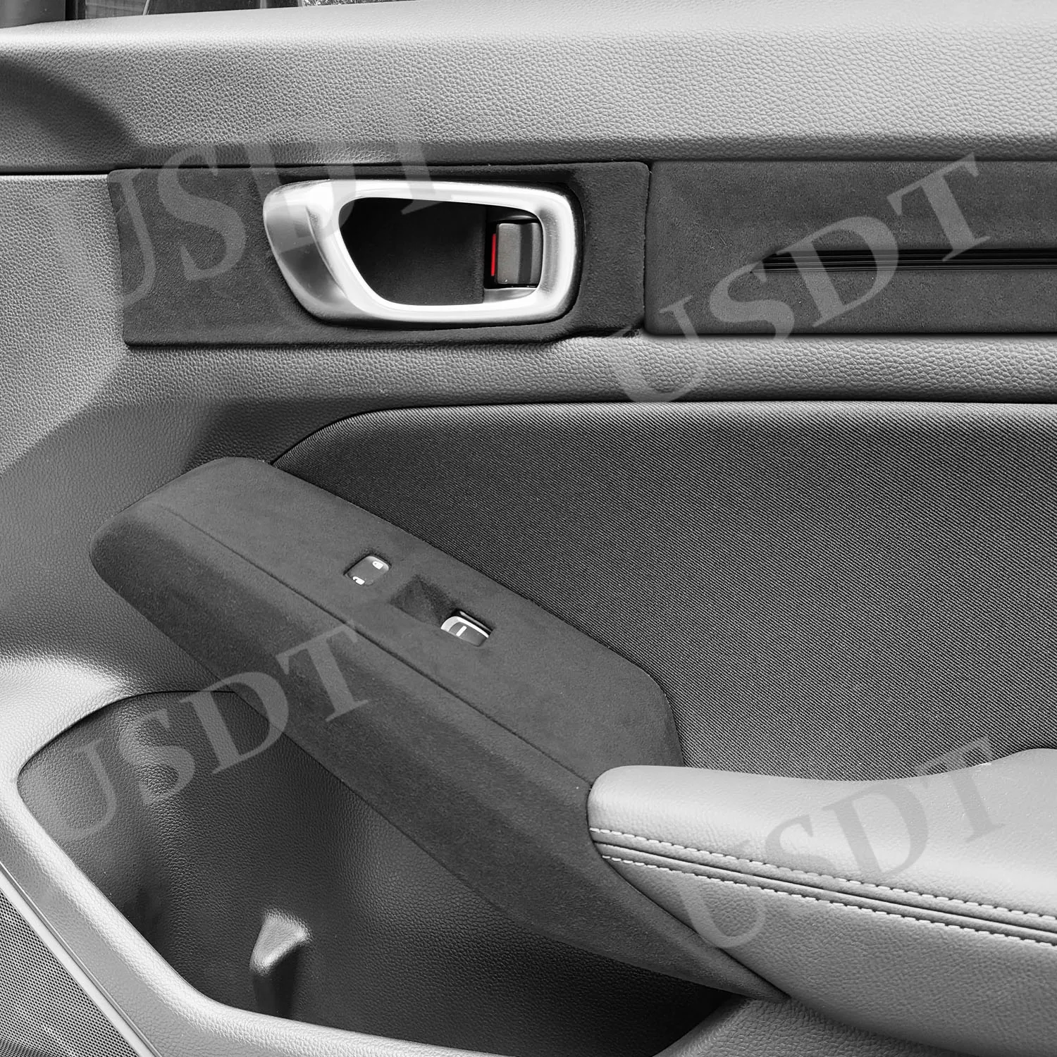 4PCS For HONDA CIVIC 11th Sedan 2022 2023 2024 Top Suede Interior Door Handle Bowl Frame Trim Stickers Covers Car Accessories