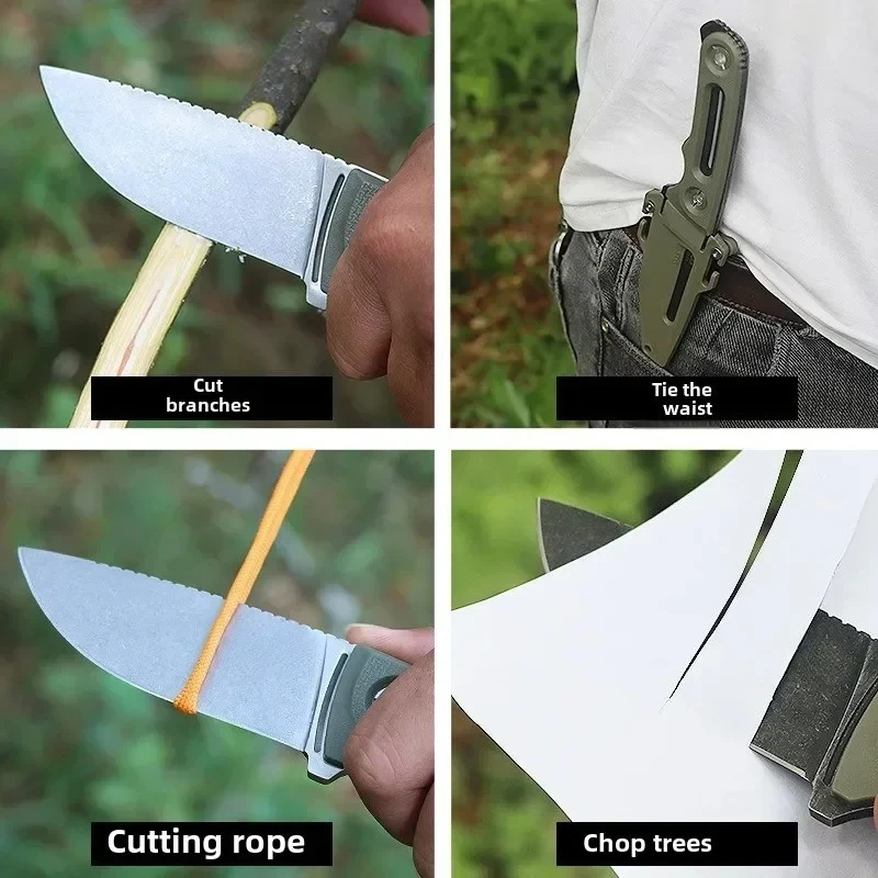 Portable High-hardness Fixed Knife Knife Sheath Outdoor Camping Fishing Jungle Tool 8Cr13MoV Blade Nylon Handle Festival Gift