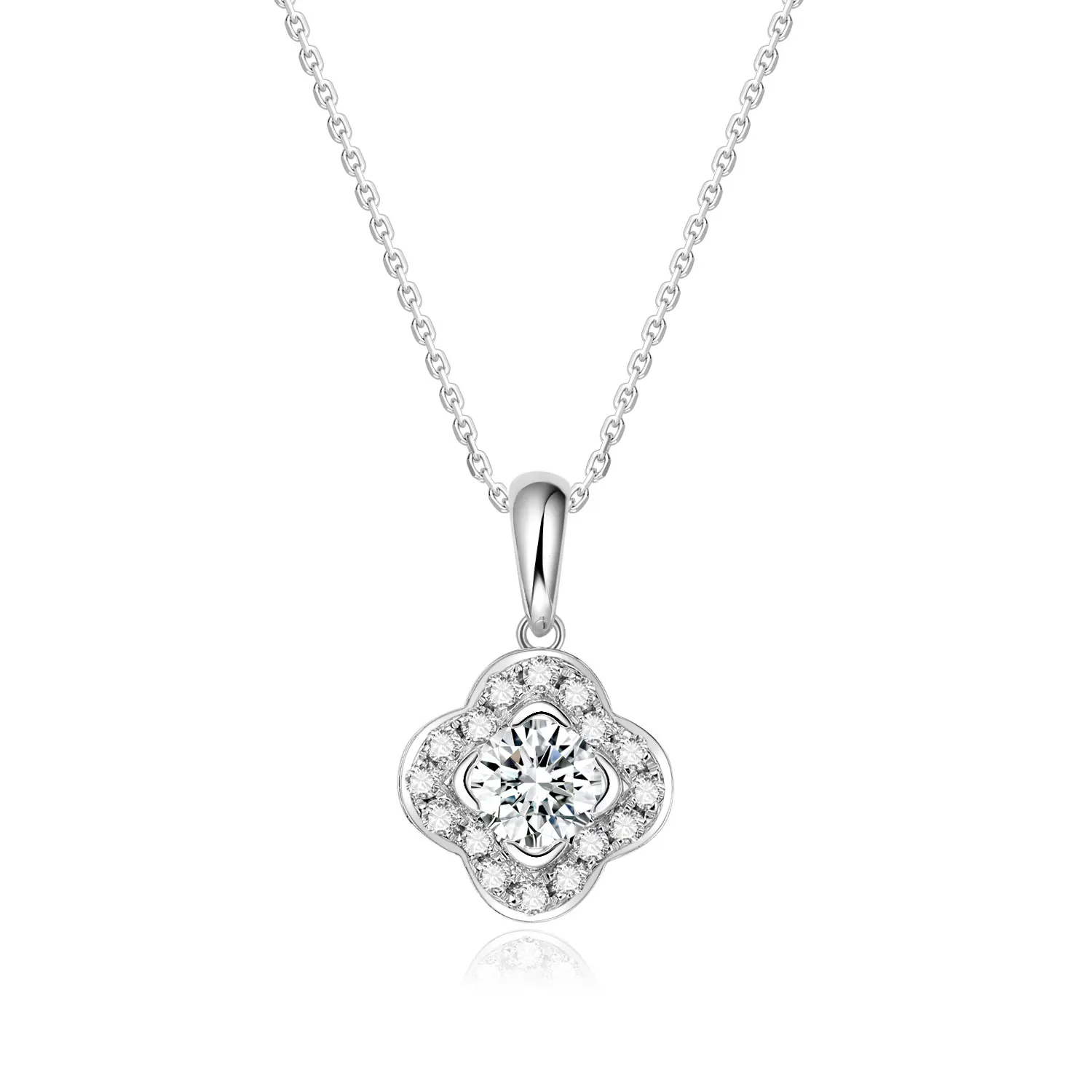 NGIC/NGTC 0.2ct Lab Grow Diamonds Flower Pendant 18K White Gold Necklace Pendant Boutique Jewelry