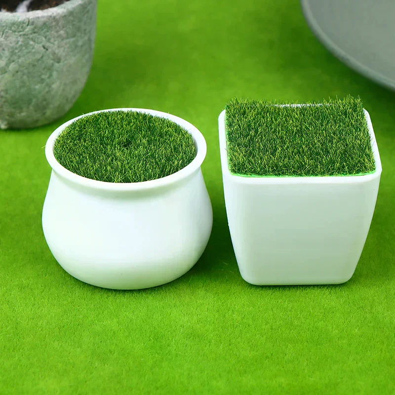 5Pcs Thickened Balcony Fake Flowers Garden Decoration Flower Pot Bonsai Ornament Flower Arrangement Device Vase With Woven Lawn