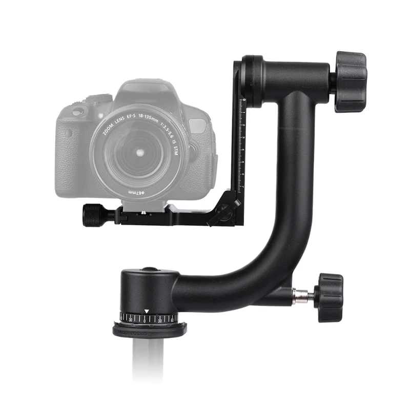 Heavy Duty Metal Panoramic Gimbal Tripod Head with Arca-Swiss Standard Quick Release Plate Support 13.6kg for DSLR Camera