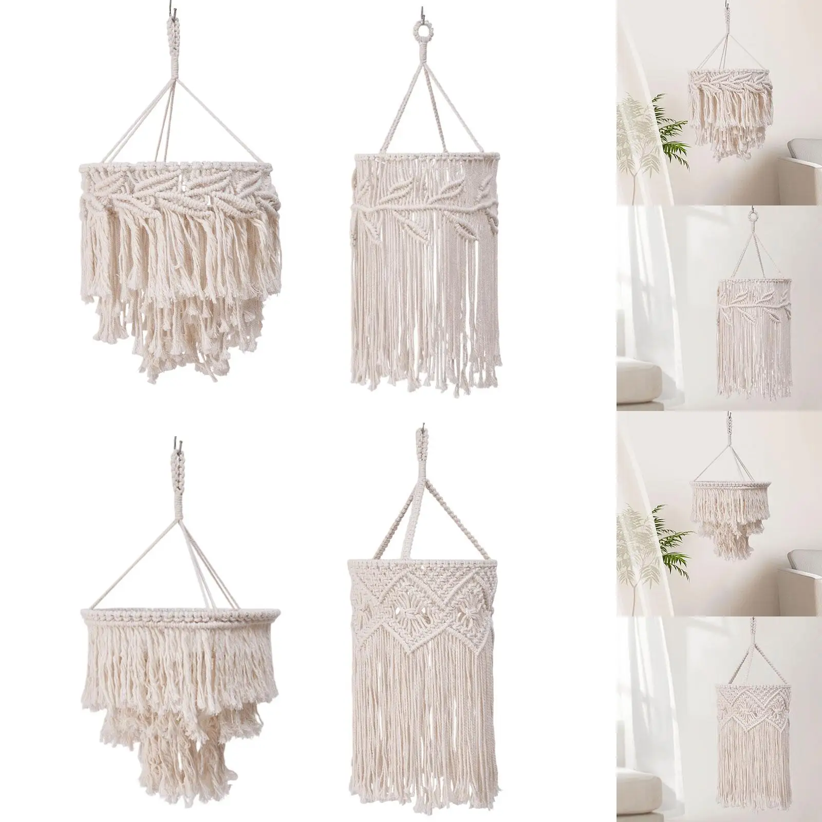 

Macrame Lamp Shade Handmade Nordic Accessory Lampshade for Dorm Nursery Home