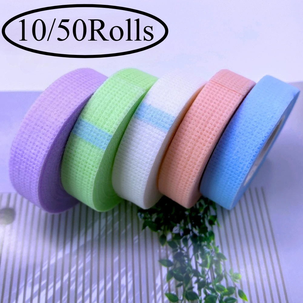 10/50Rolls Colorful Eyelash Extension Tapes Professional Medical Soft Adhesive Tapes For Grafting Eye Lashes Makeup Beauty Tools