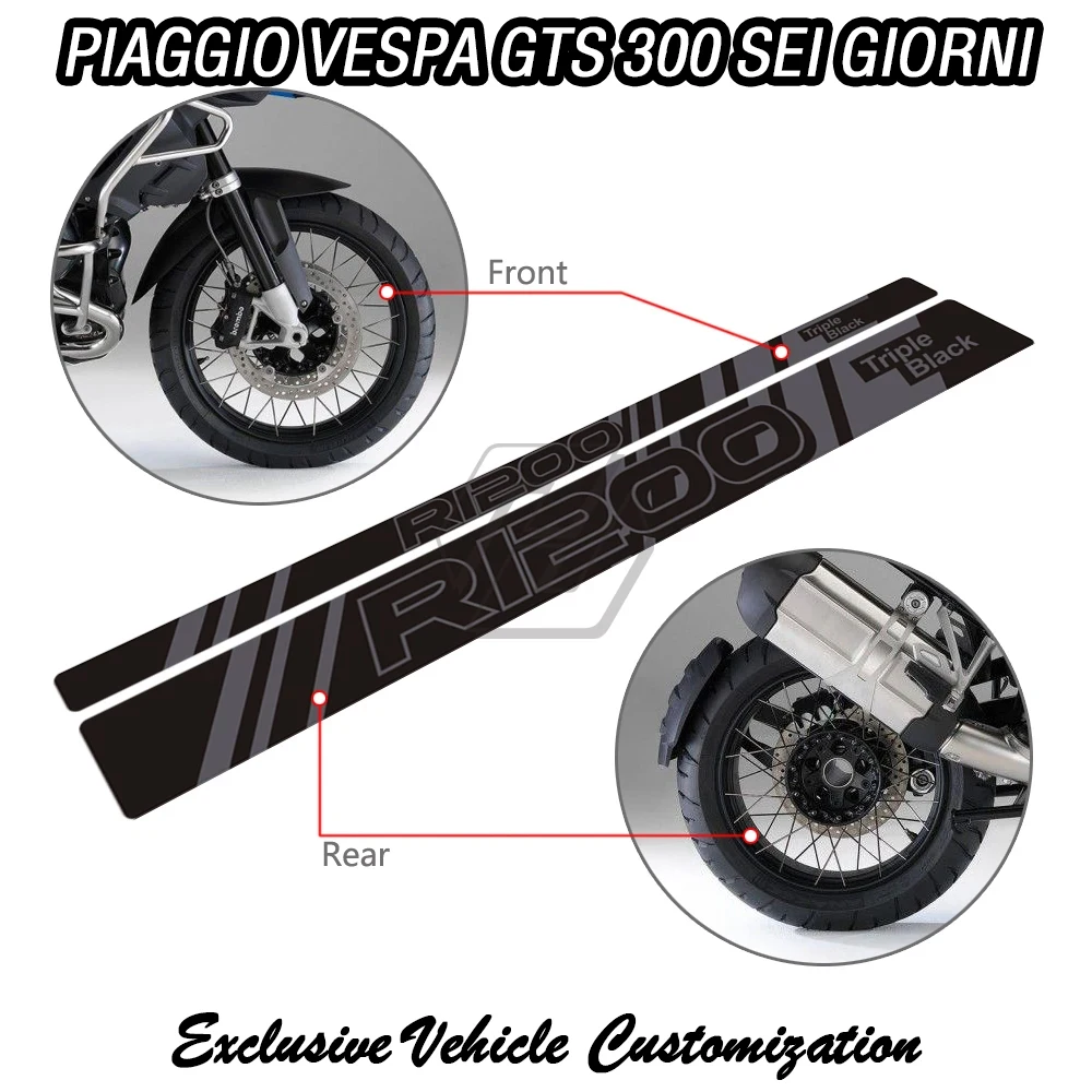 

For BMW R1200GS Adventure Motorcycle 2006 - 2011 Triple Black Edition Front and Rear Wheel Reflective Decal Box