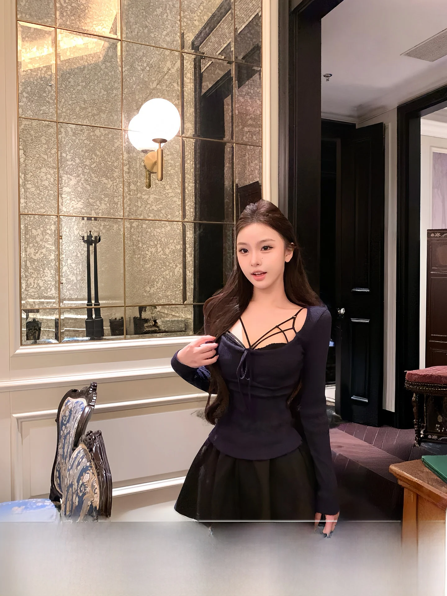 

Двухслойная юбка-шорты А-силуэта Bla для женщин: весенние укороченные юбки для похудения, модные, удобные, из хлопкового трикотажа