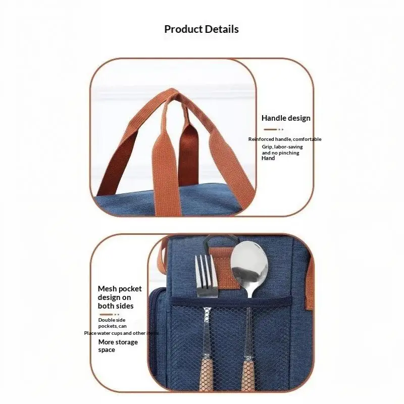 Tragbare Thermische Lunch-Tasche Picknick-Kühltasche Isolierte Tasche Wasserdichte Büro-Lunchbox Mit Schultergurt – Detail 5