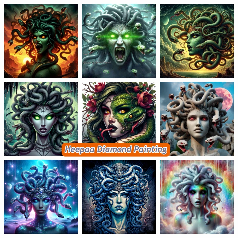 Medusa Schlange Frau griechische Mythologie Diamant Malerei Kits 5D Diy Gorgon böse Göttin dunkle Kunst Kreuzstich Mosaik Home Decor