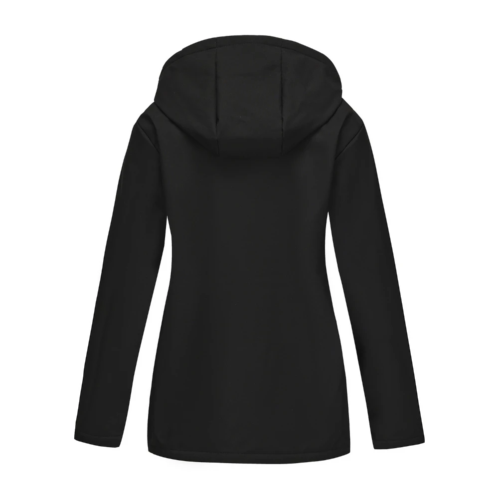Fleece Lined Hooded Jacket for Women Drawstring Waist Multi Pocket Windproof Thick Warm Outerwear Autumn Winter Wear