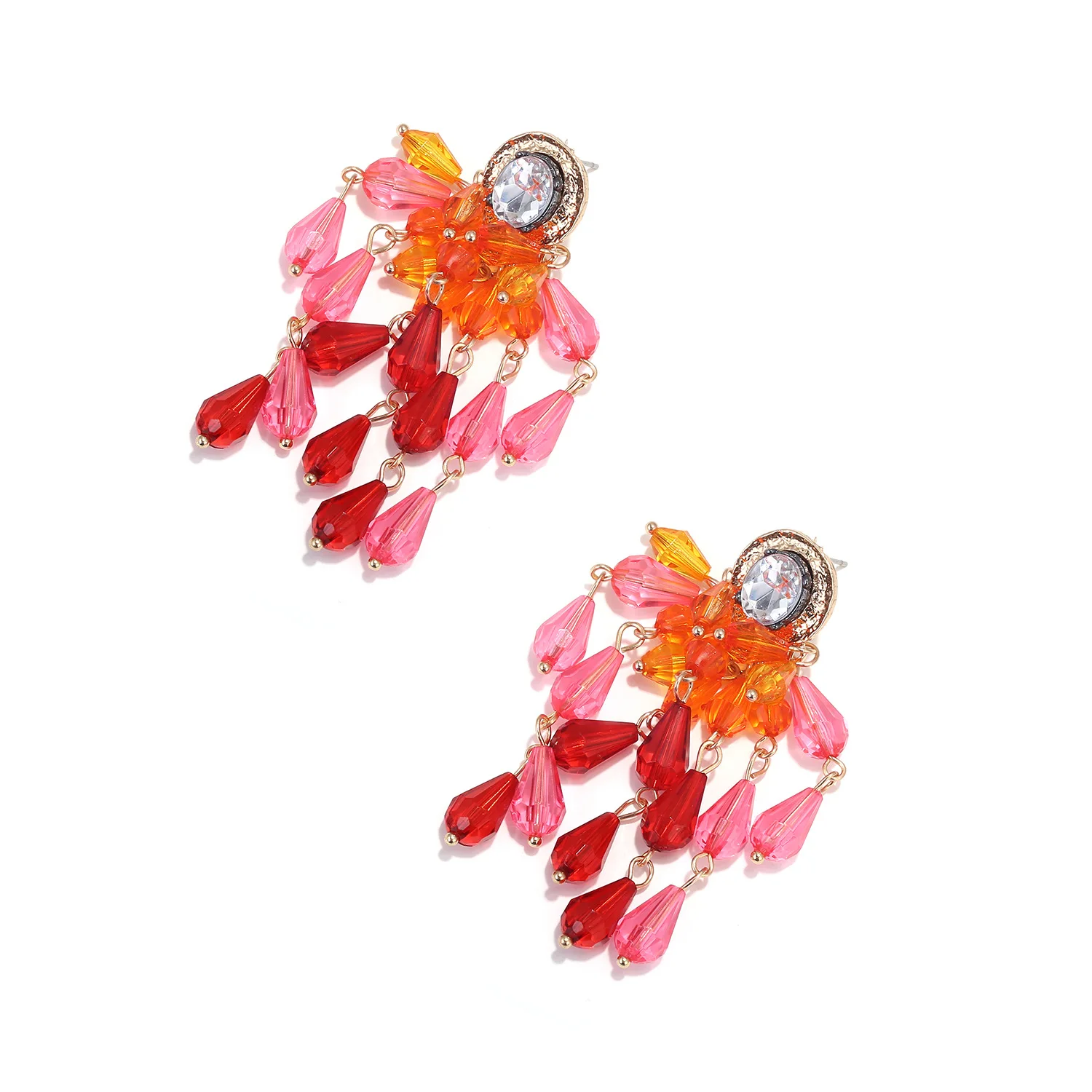 2026 Neue Bunte Harz-Kristall-Quasten-Ohrringe für Damen Statement-Schmuck Hochzeitsgeschenke – Detail 4