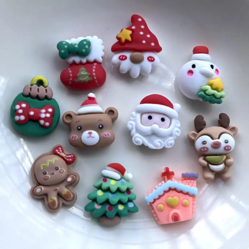 10pcs revelry Christmas series cartoon children's fun diy butter glue self-made mobile phone flat back  scrapbooking