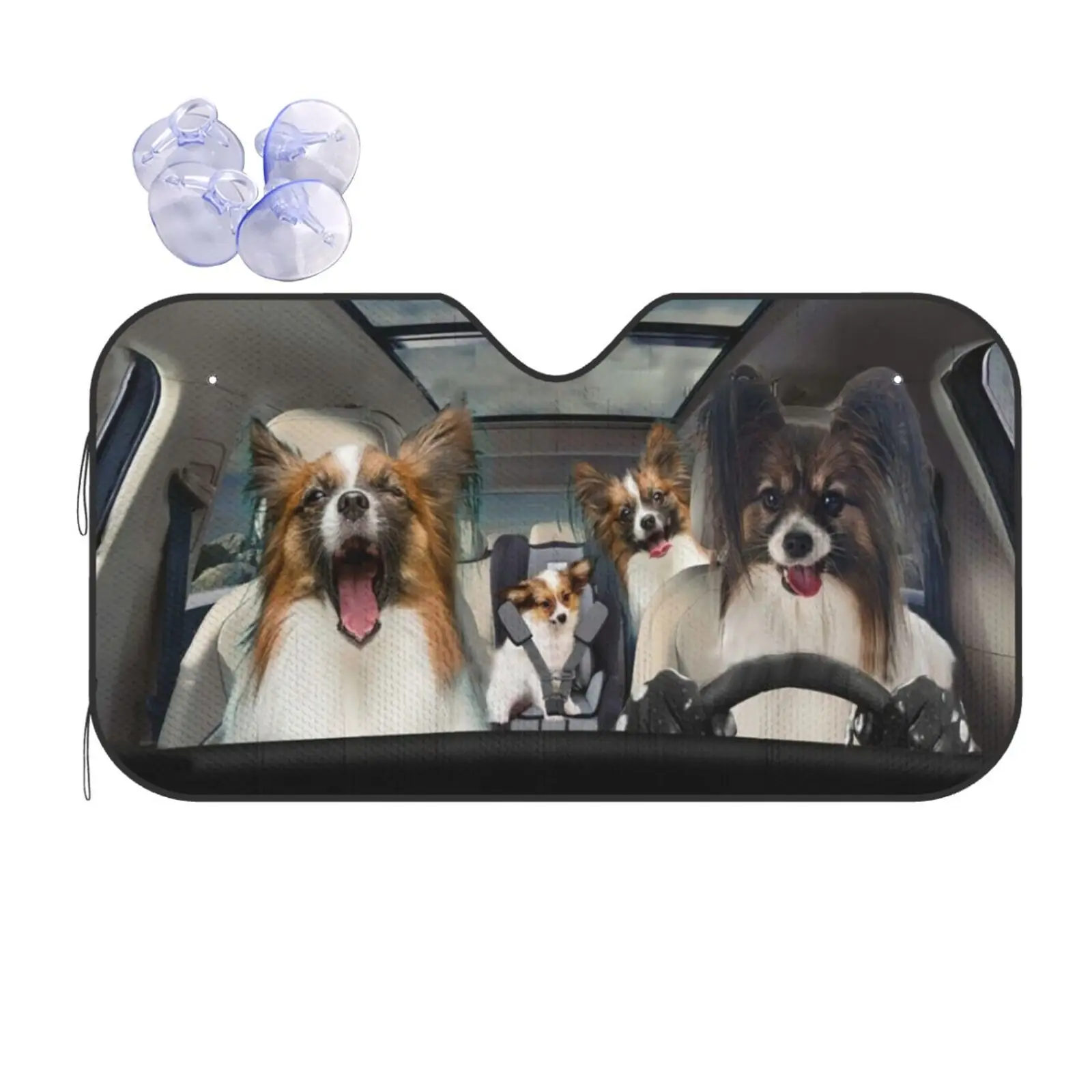 

Papillons Car Sun Shade Dog Papillon Auto Sun Shade Dog Car Accessory Car Windshield Sunshade Car Sun Protector Car Shade