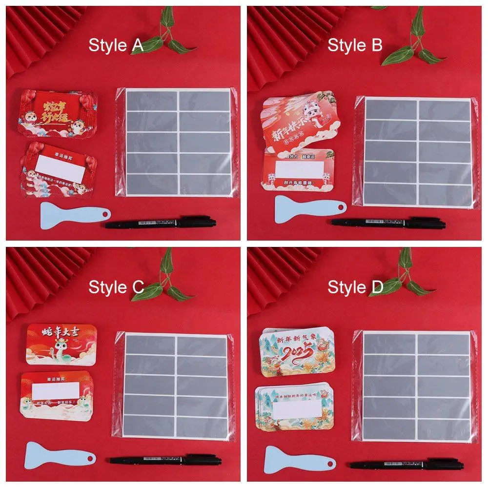 

50Pcs Scratch-off Cards Anniversary Send Pen and Scraper Block Vouchers Tickets DIY Gift Party Game Surprise Lucky Cards