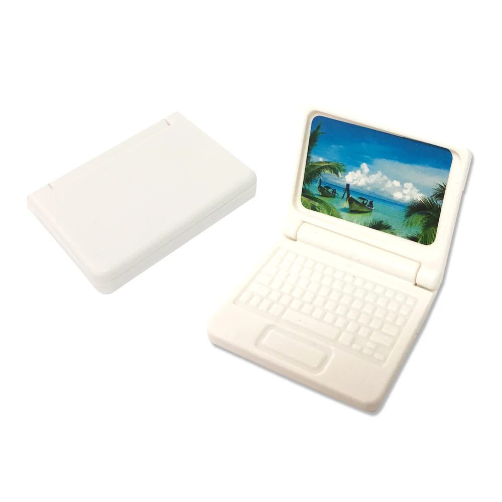 NK Official 1 Pcs White Mini Laptop For Barbie Doll Notebook  Mini Phone Notebook 1/6 Doll House DIY Dolls Accessories