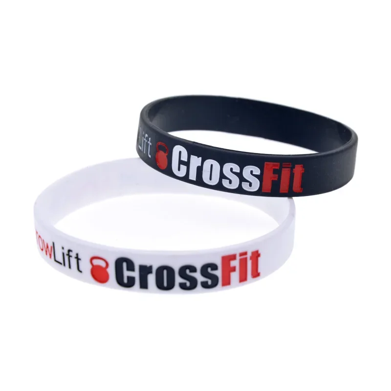 50 Pcs Squat Jump Climb Crossfit Silicone Bracelet 1/2 Inch Wide Bangle Black and White