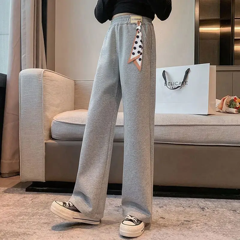 

Новинка осени 202, широкие спортивные штаны для девочек, детские повседневные бегуны среднего и большого размера, стильная и удобная верхняя одежда