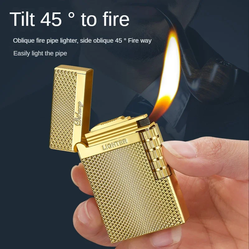 2024New Butane Inflatable Torch Lighter Fashion Cigarette Smoking Accessories Grinding Wheel Flint Flame Lighter Men\'s Gadgets